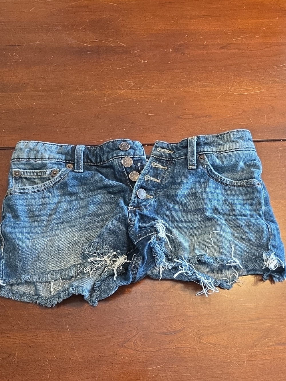 Lucky Brand Frayed Button-Fly Denim Shorts - Blue